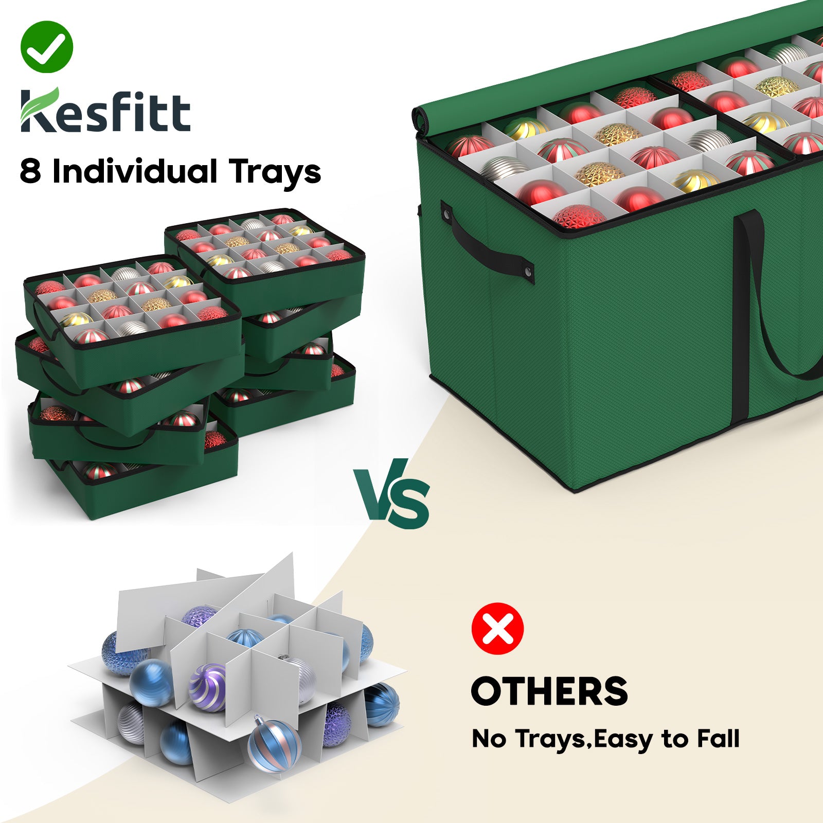 Christmas Ornament Storage Box （Green）