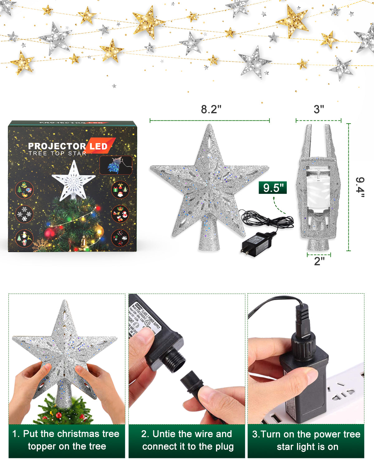 Kesfitt Christmas Tree Topper（Silver）