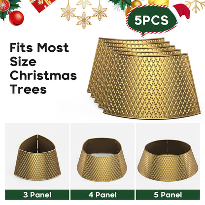 Kesfitt Christmas Tree Collar,28'' Metal Christmas Tree Skirt Base Collar Stand(Gold)