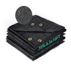 70 percent shade cloth 6.5x10 ft black HDPE mesh, folded sun shade fabric with reinforced edges and metal grommets

