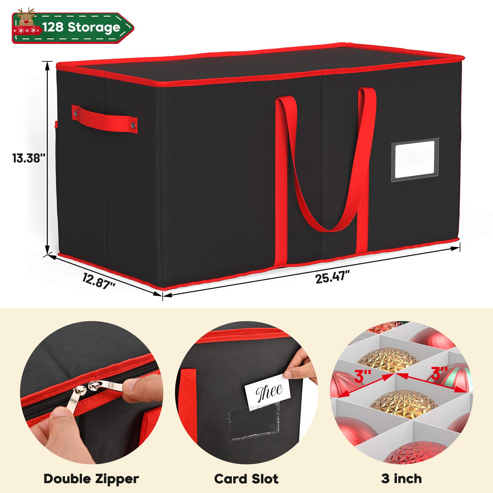 Christmas Ornament Storage Box（Black）