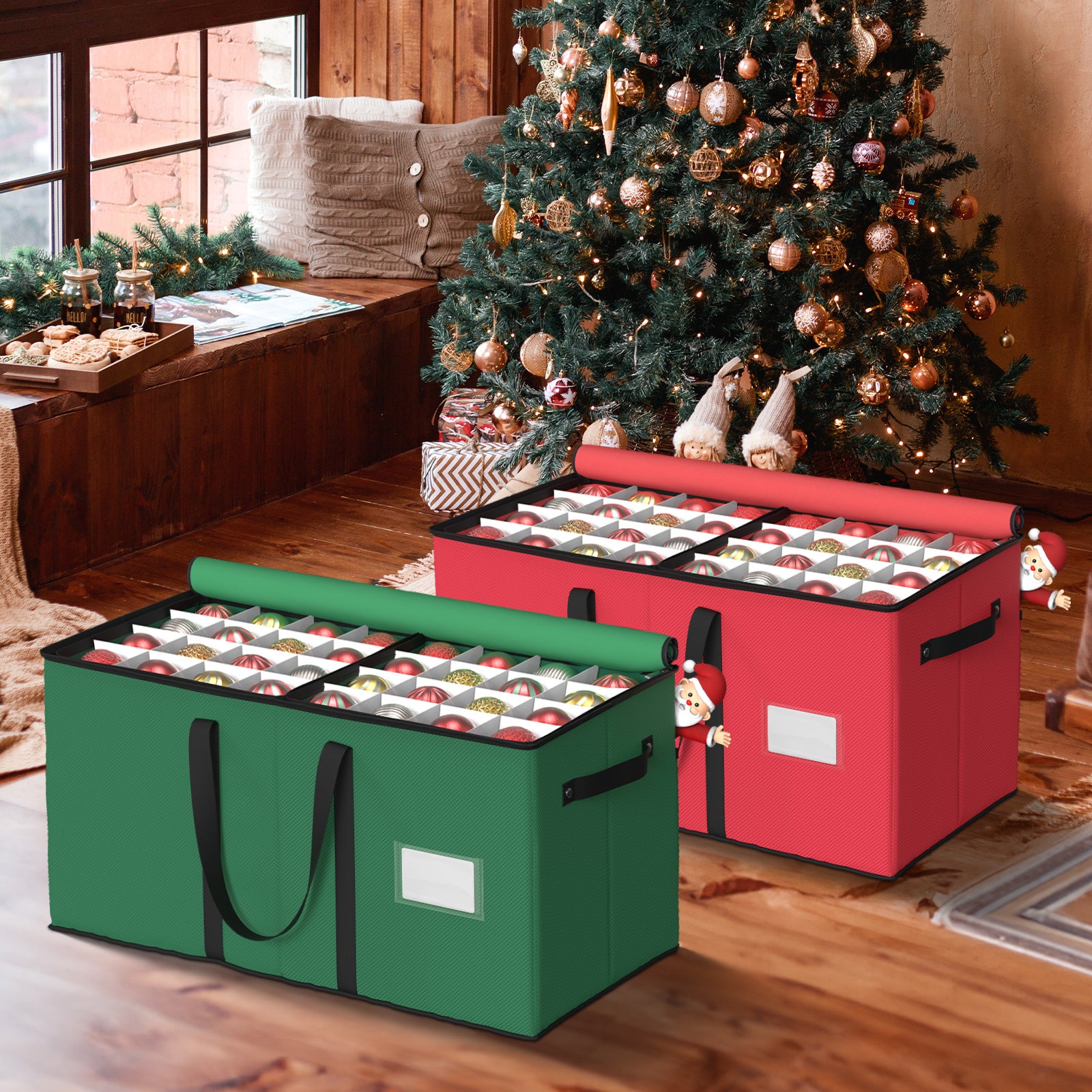 Christmas Ornament Storage Box （Green）