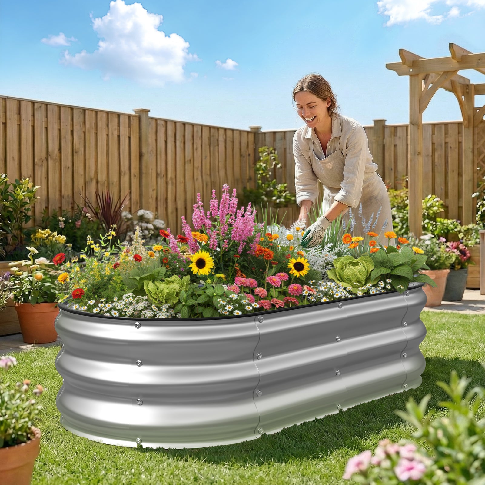 Raised Garden Bed Kit (Sliver, 4x2x1FT)