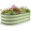Raised Garden Bed, 4x2x1 FT Galvanized Steel Metal Raised Garden Bed, Oval Open-Bottom Design, 12-Inch Deep for Outdoor Vegetable & Herb Gardening, Fruit Green