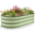 Raised Garden Bed, 4x2x1 FT Galvanized Steel Metal Raised Garden Bed, Oval Open-Bottom Design, 12-Inch Deep for Outdoor Vegetable & Herb Gardening, Fruit Green