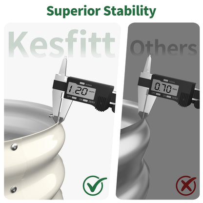 Close-up comparison showing thicker steel edge of a pearl white metal raised garden bed