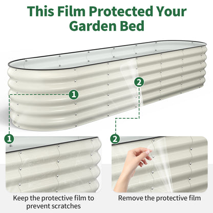Pearl white metal raised garden bed panels with removable protective film