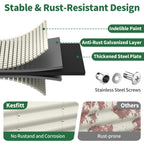 Cross-section of pearl white metal raised garden bed showing galvanized steel layers