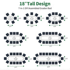 Multiple configuration options for a 7-in-1 metal raised garden bed kit