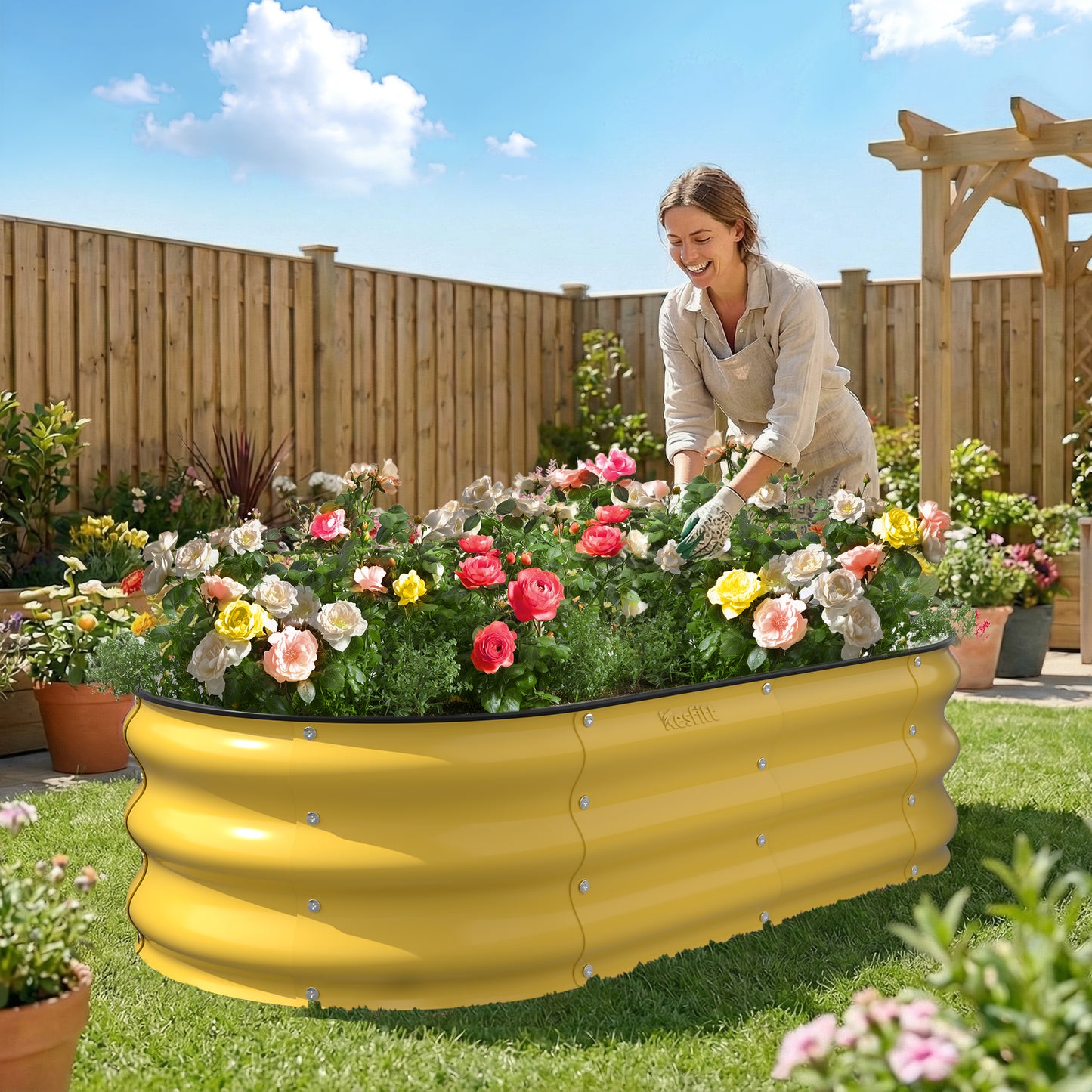 Raised Garden Bed  (Creamy Yellow, 4x2x1 FT)