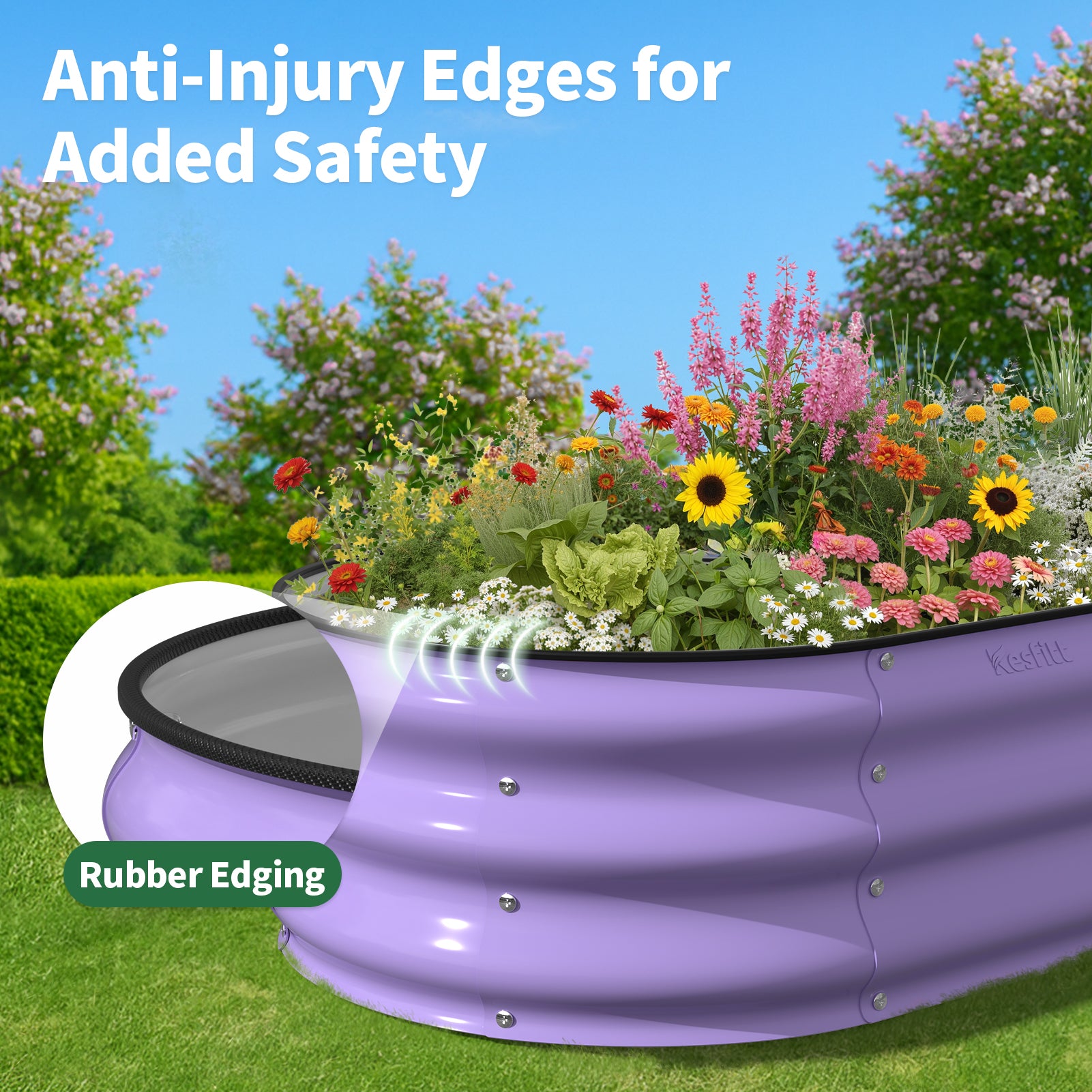 Raised Garden Bed 4x2x1 FT, Galvanized Steel | Lavender Purple