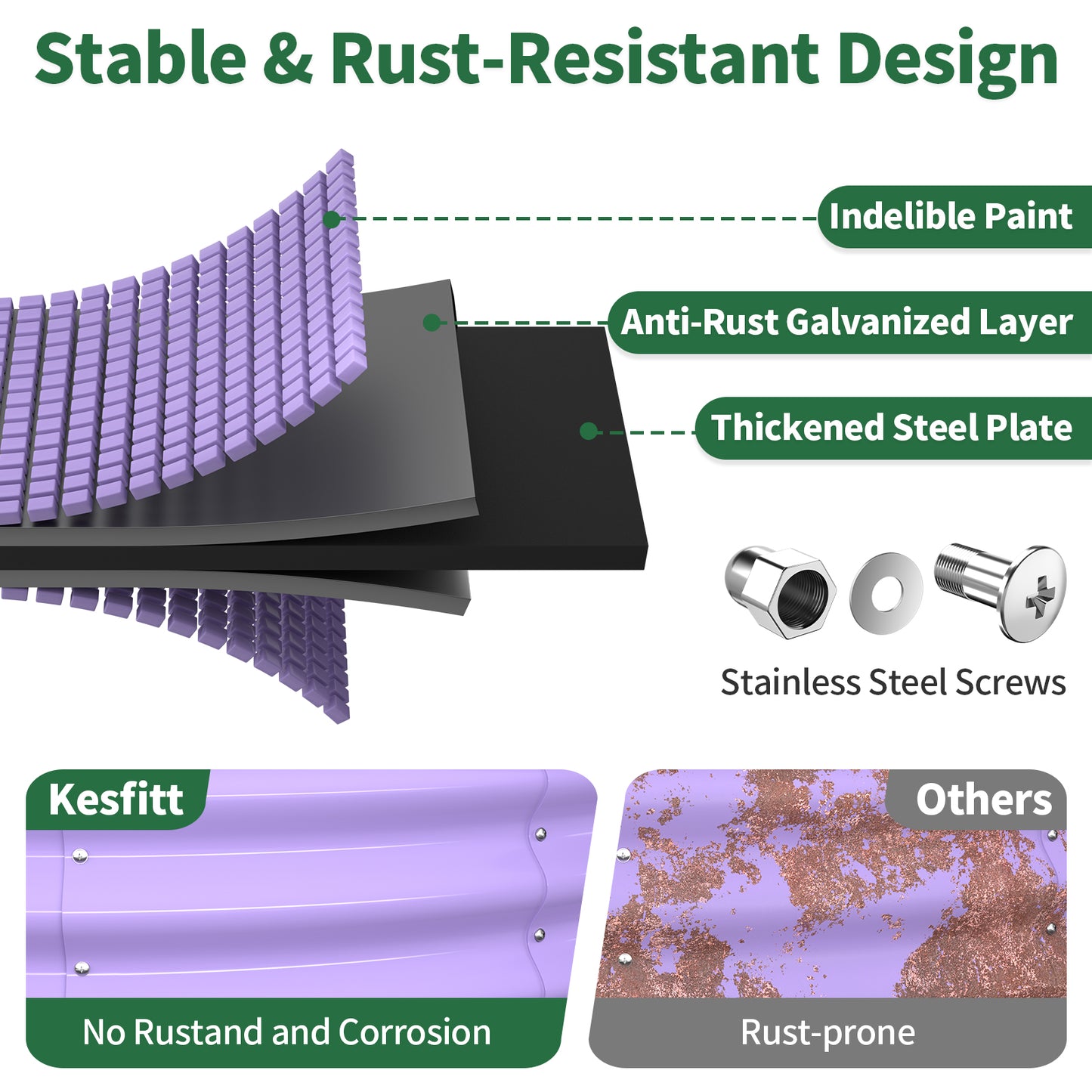 Raised Garden Bed Kit ( Lavender Purple, 4x4x1 ft)