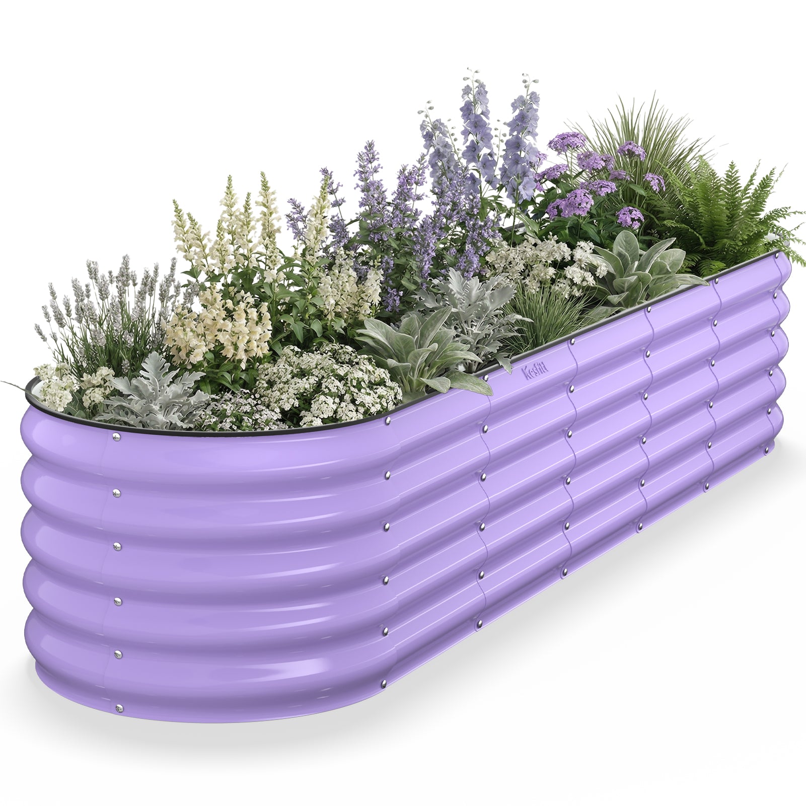 Kesfitt purple metal raised garden bed 8x2x1.5 feet for vegetable gardening