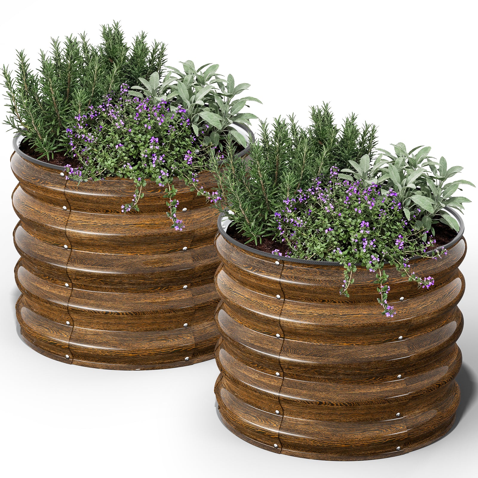 Round Metal Raised Garden Bed, 2x2x1.5 FT, 2 Pack