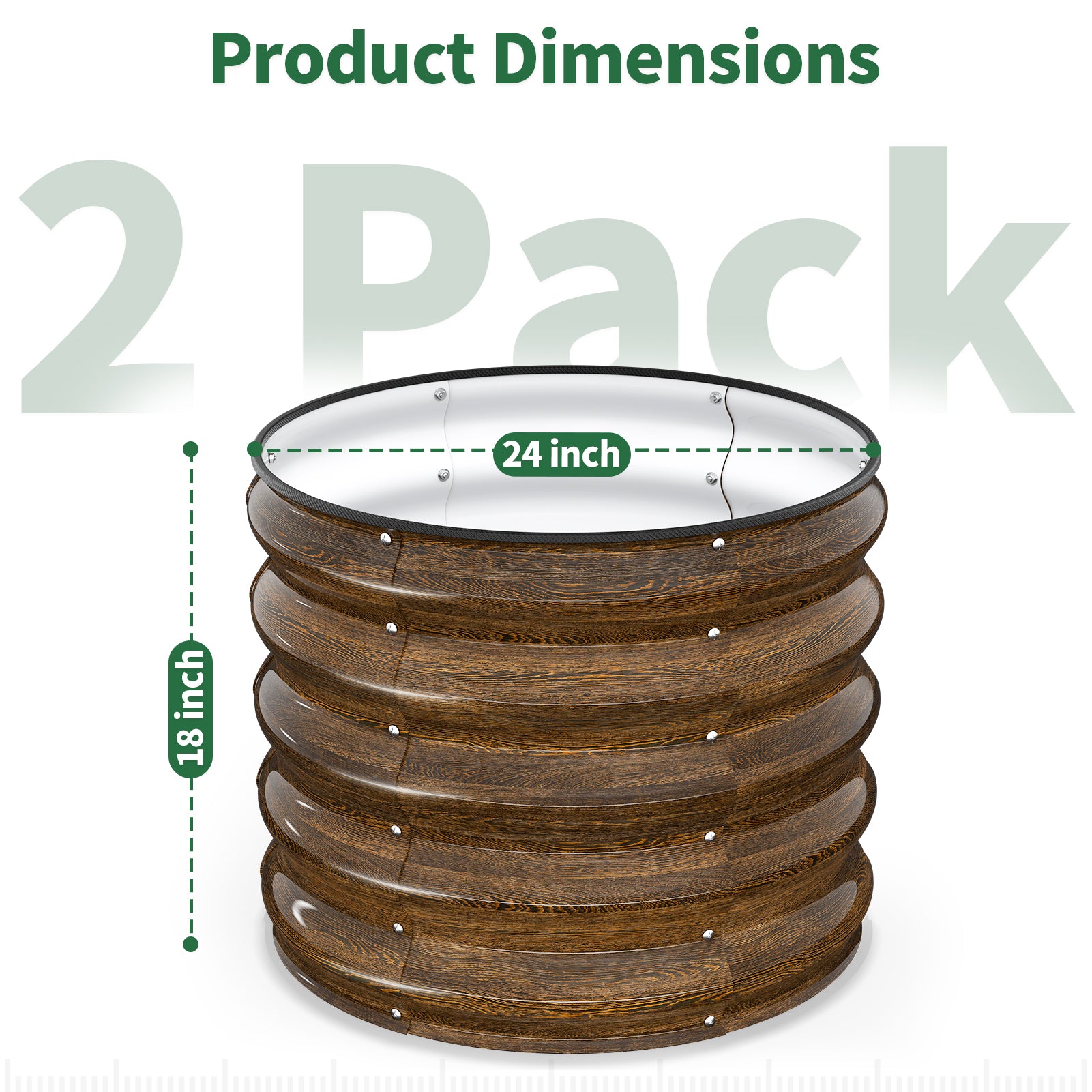 Round Metal Raised Garden Bed, 2x2x1.5 FT, 2 Pack