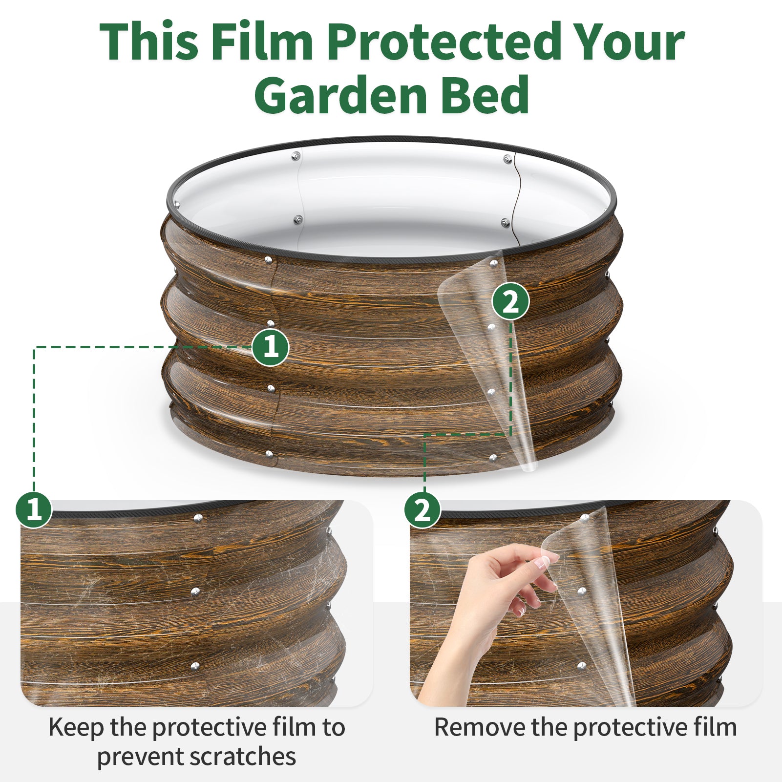 Round Metal Raised Garden Bed, 2x2x1 FT, 3 Pack