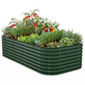 large 8x4x2 ft deep raised garden bed forest green filled with vegetables and herbs