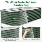 protective film on garden bed panels preventing scratches during installation