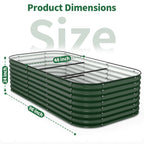 dimensions of extra large 8 by 4 by 2 foot deep metal raised garden bed