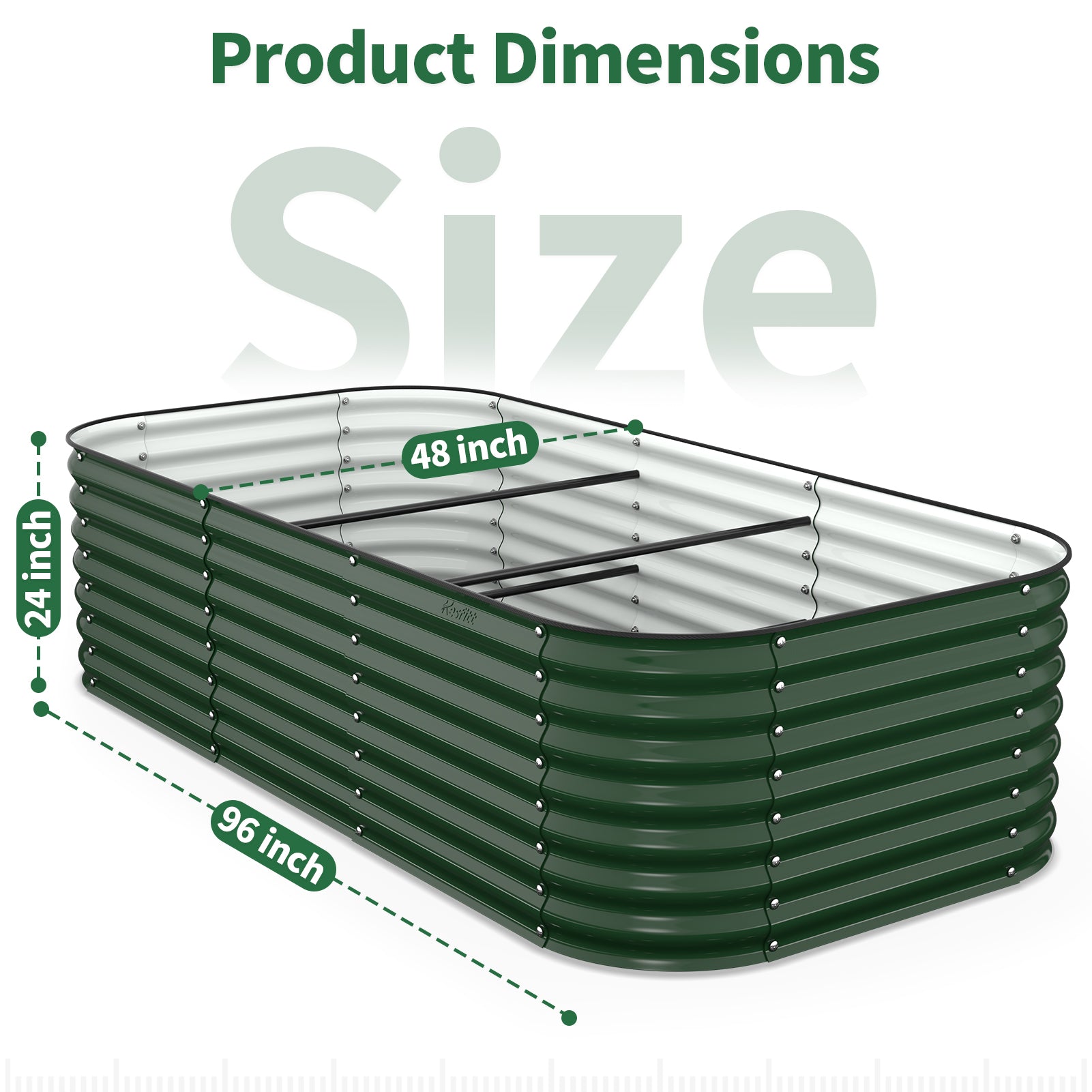 dimensions of extra large 8 by 4 by 2 foot deep metal raised garden bed