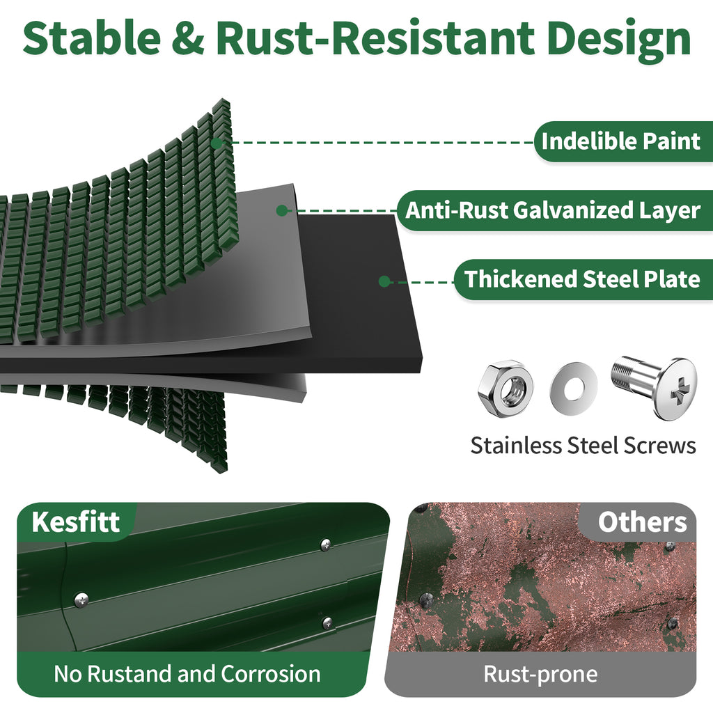 rust resistant galvanized steel layers and stainless steel screws for outdoor garden bed