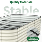 internal support bars stabilizing large soil filled raised garden planter