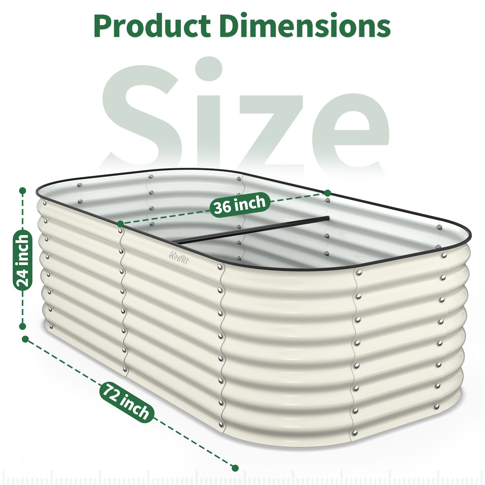 dimensions of 6 by 3 by 2 foot deep pearl white garden planter box